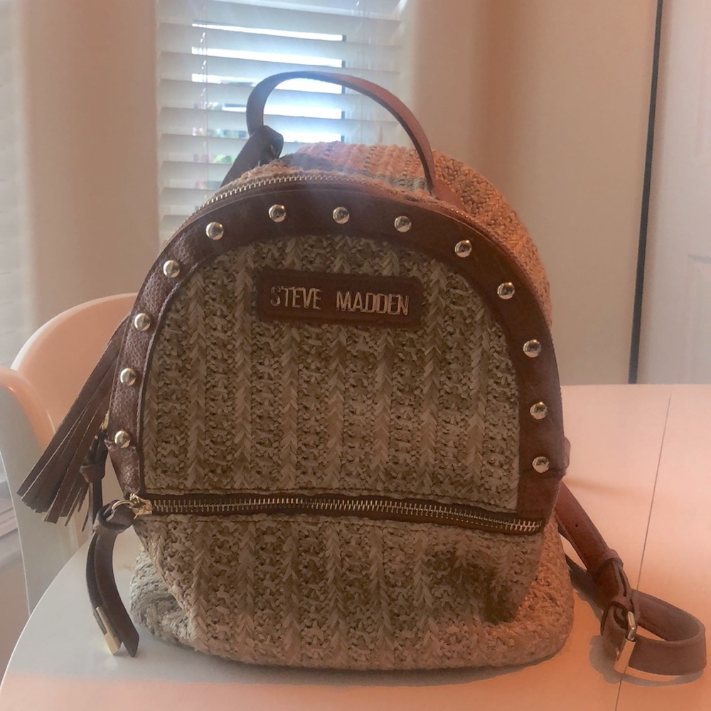 Steve Madden straw mini backpack